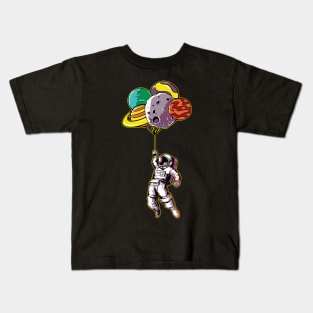 Astronaut With Space Balloons Kids T-Shirt